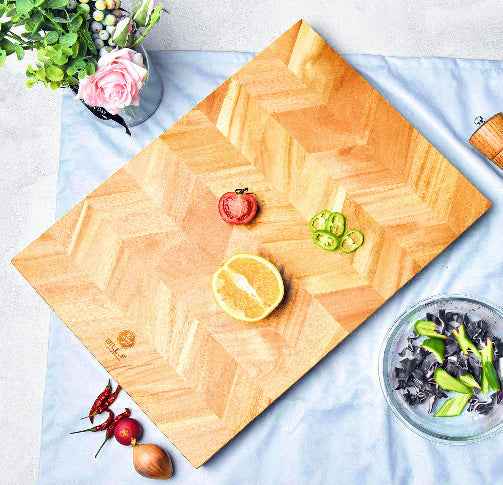Elevate Your Culinary Experience with Our Two Color Parquet Wood Cutting Board