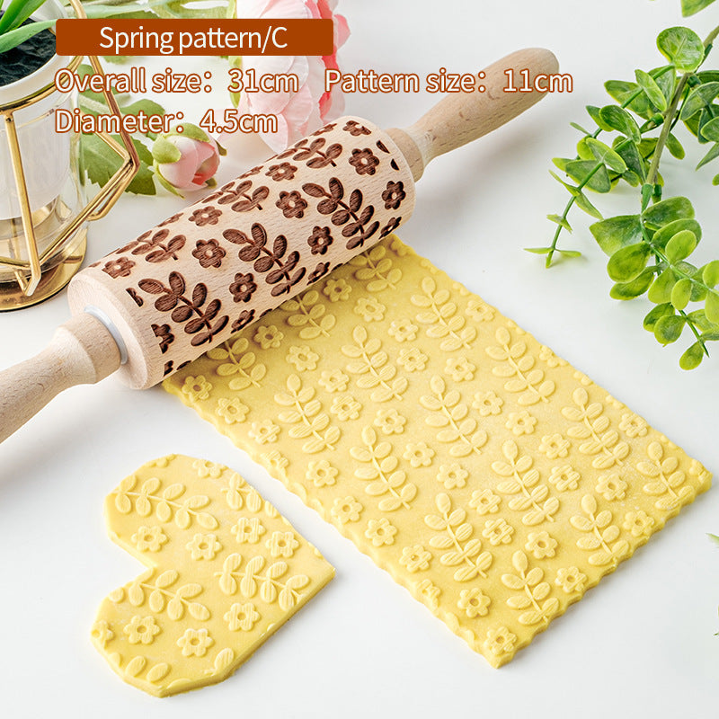 Home Printing Pattern Rolling Pin Kitchen Baking Tools