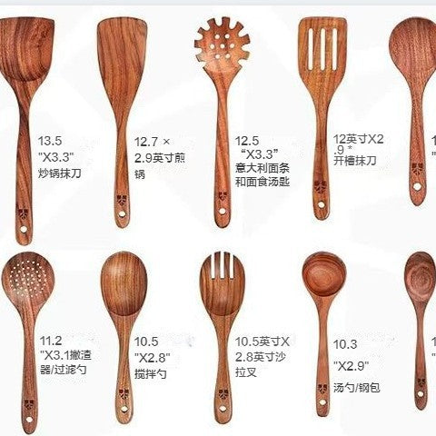 Lengthened Wood Spatula Non-stick Cooking Kitchenware Suit