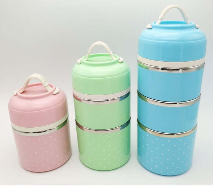 Portable Stainless Steel Lunch Box available in pink green blue and purple colors