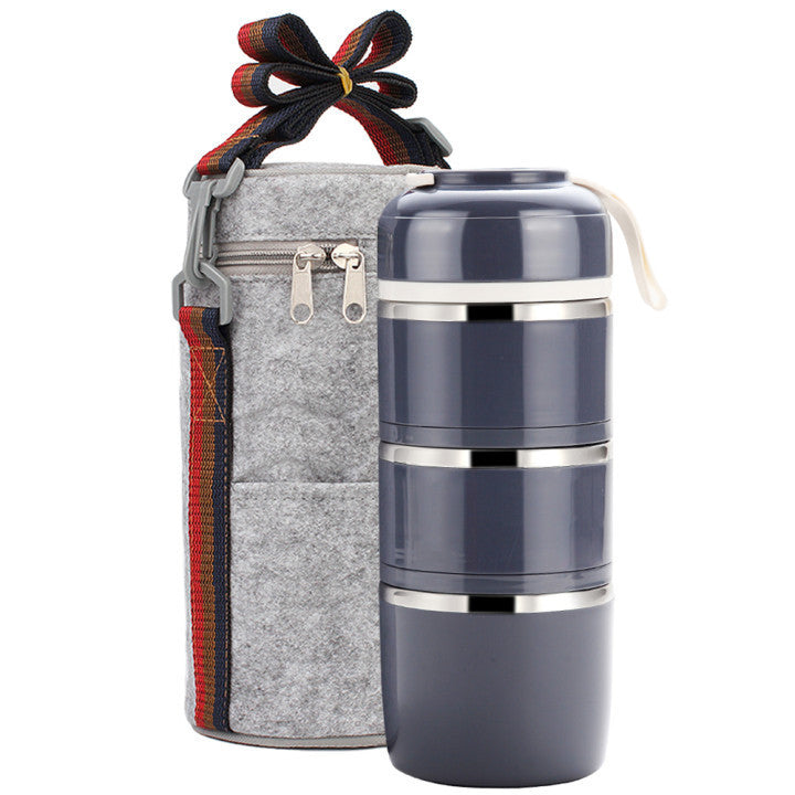 Portable  Stainless Steel Lunch Box Polka Dot Grid Lunch