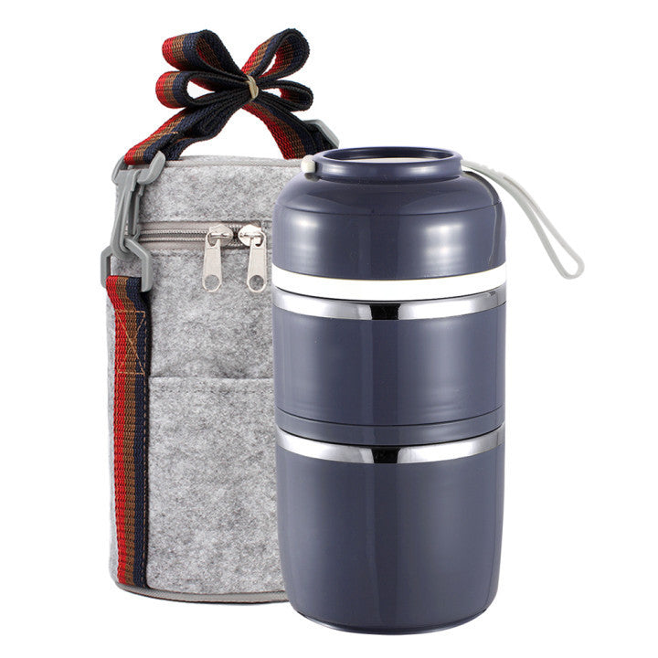 Portable  Stainless Steel Lunch Box Polka Dot Grid Lunch