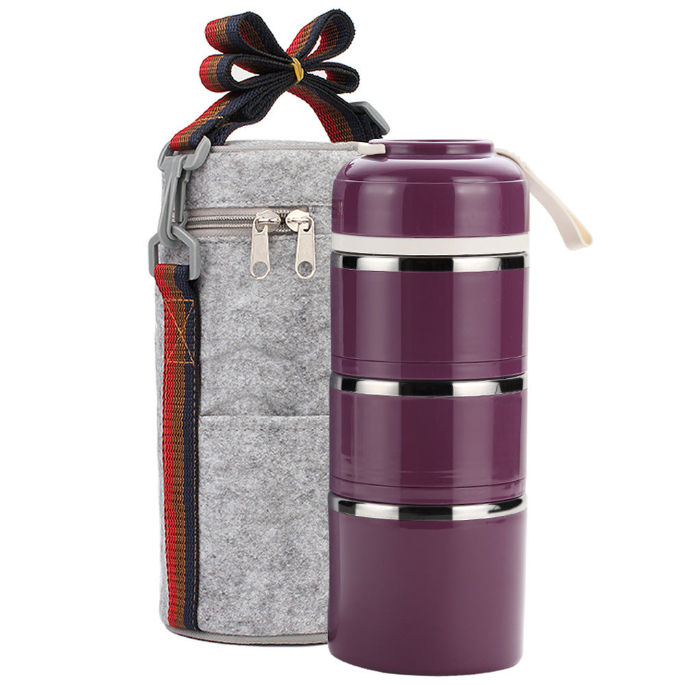 Portable  Stainless Steel Lunch Box Polka Dot Grid Lunch