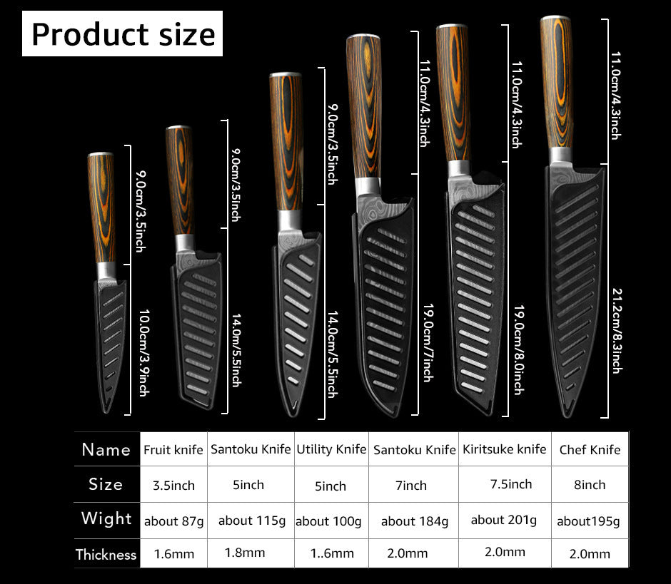 Laser Grain Stainless Steel Kitchen Knife