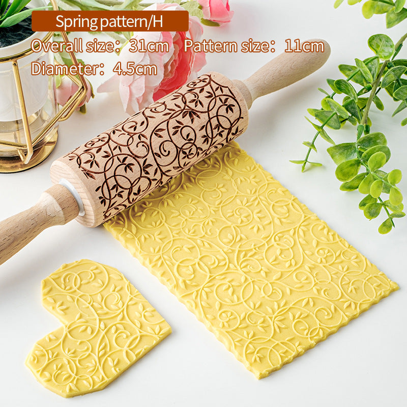Home Printing Pattern Rolling Pin Kitchen Baking Tools
