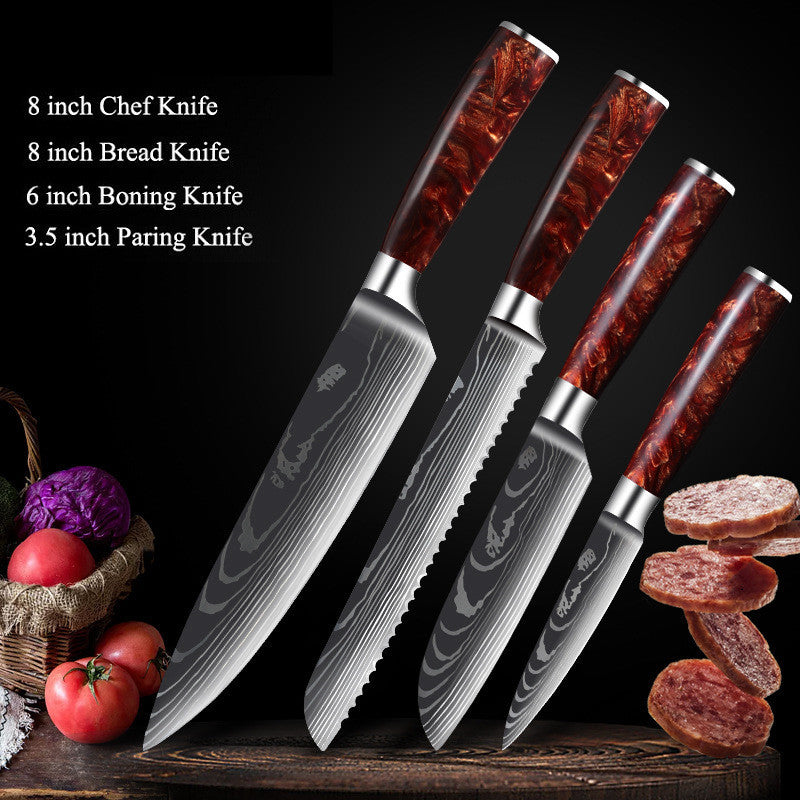 Damascus Laser Pattern Set Kitchen Knife