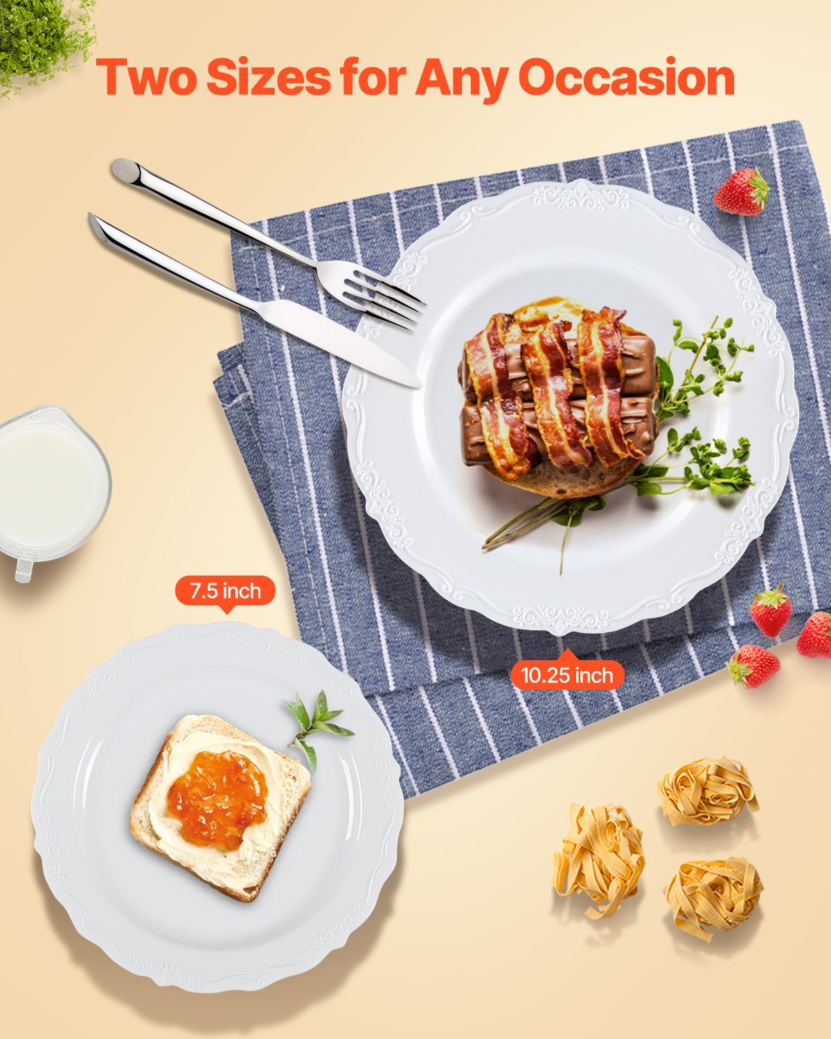 Plastic Disposable Plates White Plastic Plates Heavy Duty Dinner Dessert