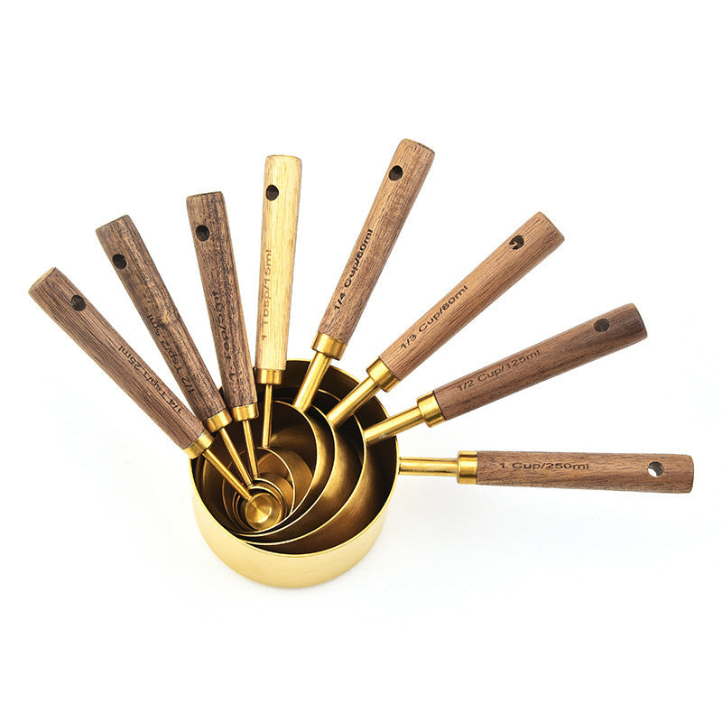 Acacia Wooden Handle Stainless Steel Measuring