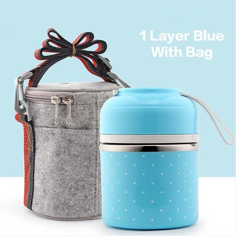 Portable Stainless Steel Lunch Box layered design showing food compartments