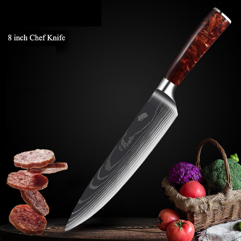 Damascus Laser Pattern Set Kitchen Knife