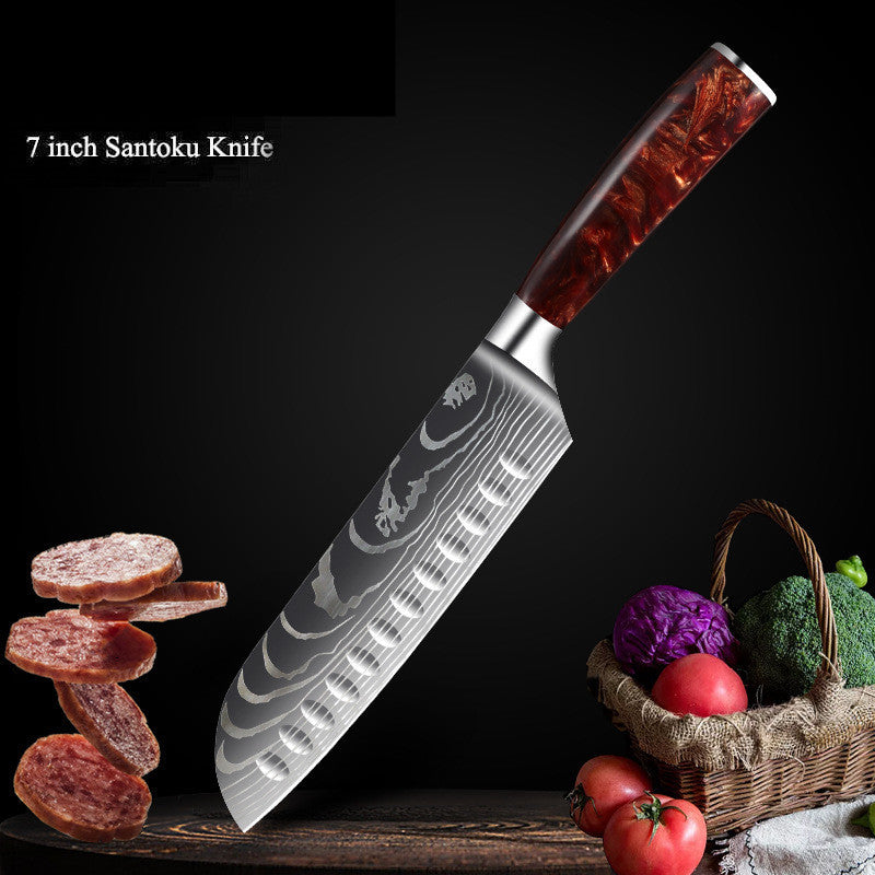 Damascus Laser Pattern Set Kitchen Knife