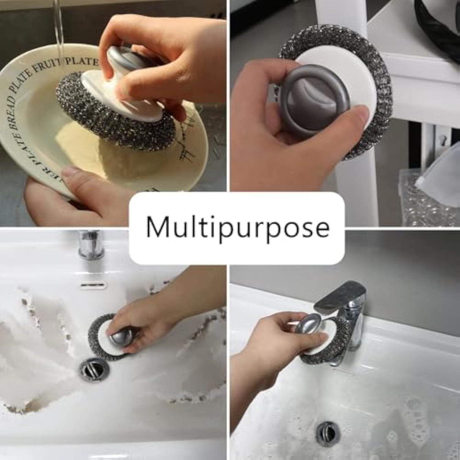 Stainless Steel Wool Scrubber, Scrubbing Scouring Pad, Steel Wool Scrubber For Kitchens, Bathroom And Kitchen Pots, Pans, Sink