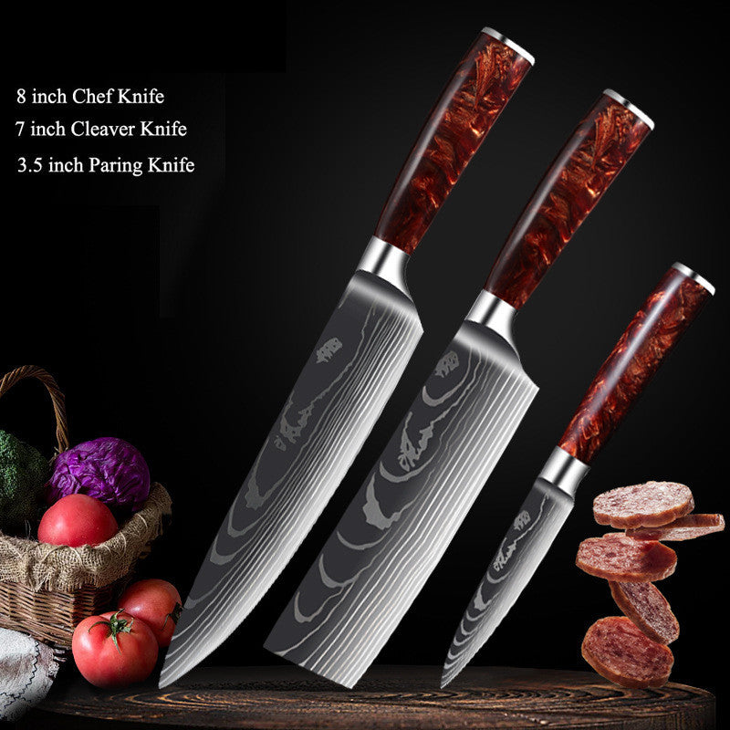 Damascus Laser Pattern Set Kitchen Knife