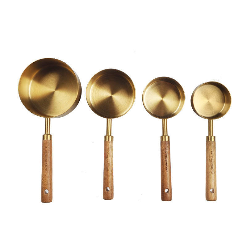 Acacia Wooden Handle Stainless Steel Measuring