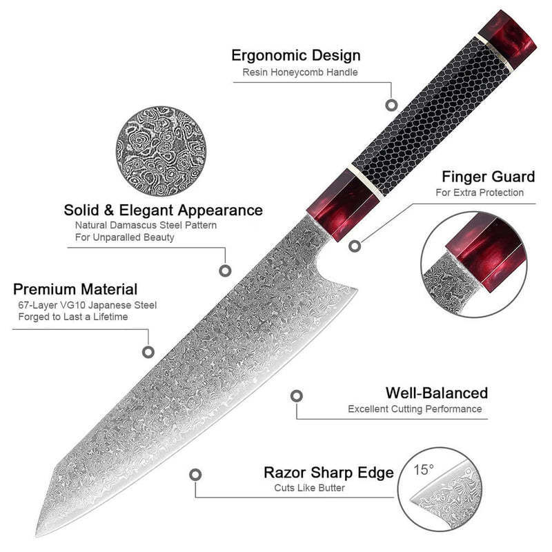 Handle Damascus Kitchen Knife