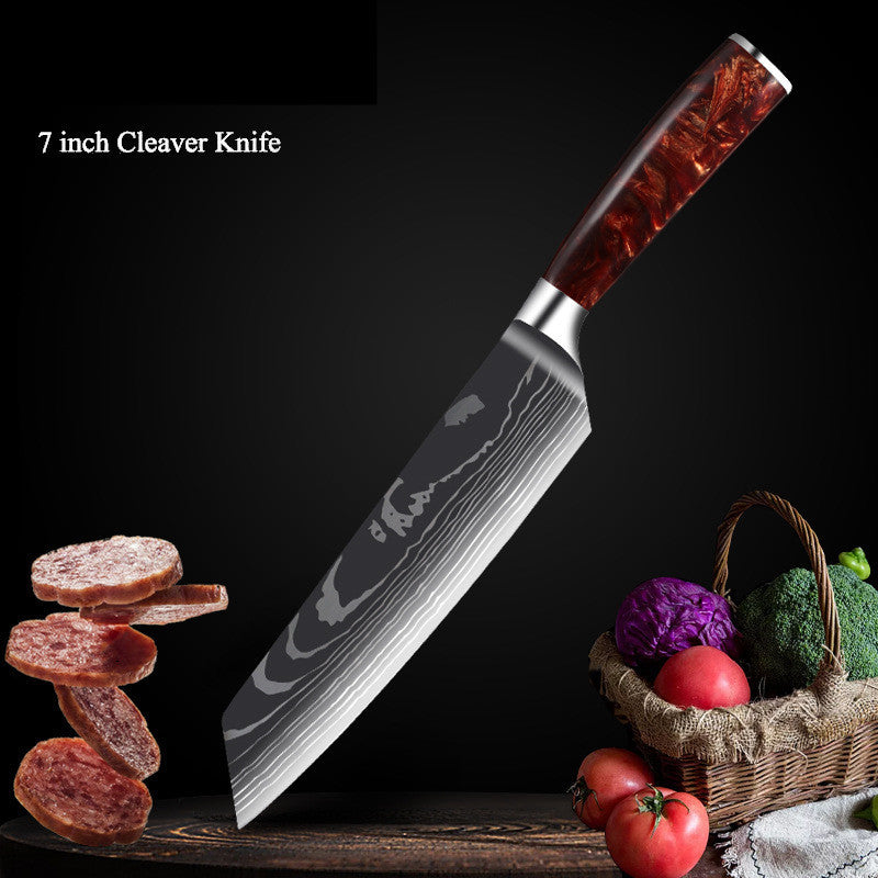 Damascus Laser Pattern Set Kitchen Knife