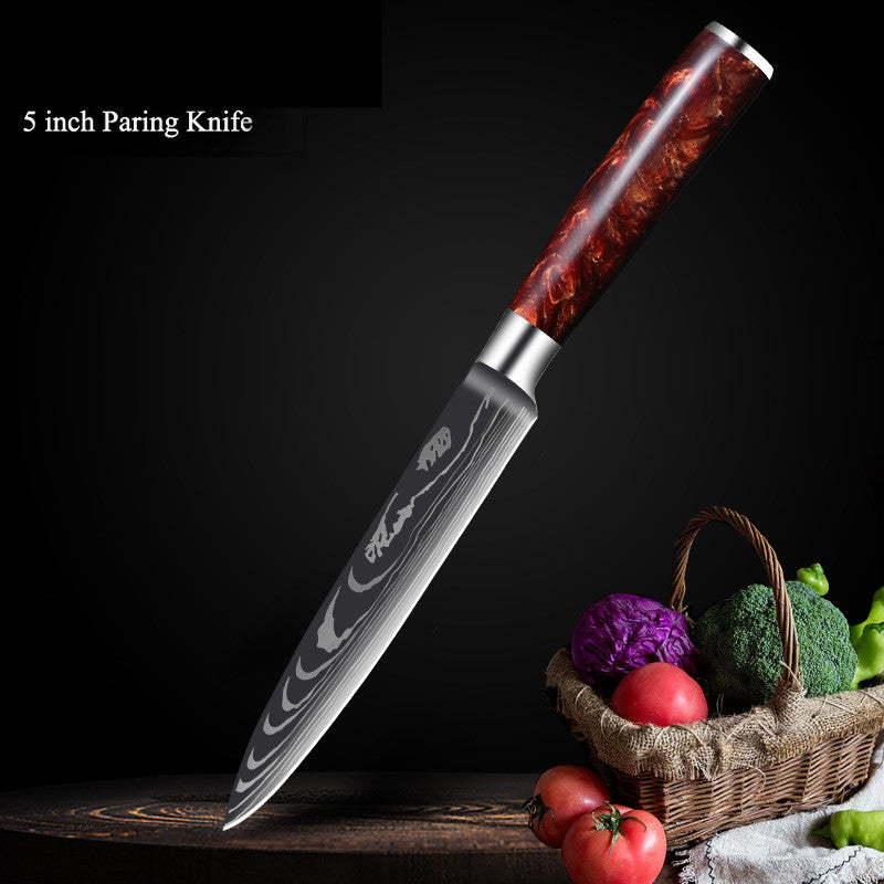 Damascus Laser Pattern Set Kitchen Knife