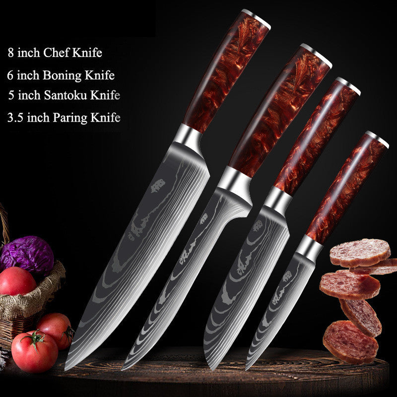 Damascus Laser Pattern Set Kitchen Knife