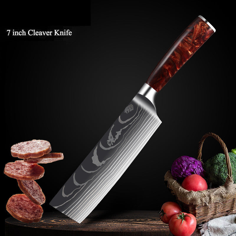 Damascus Laser Pattern Set Kitchen Knife