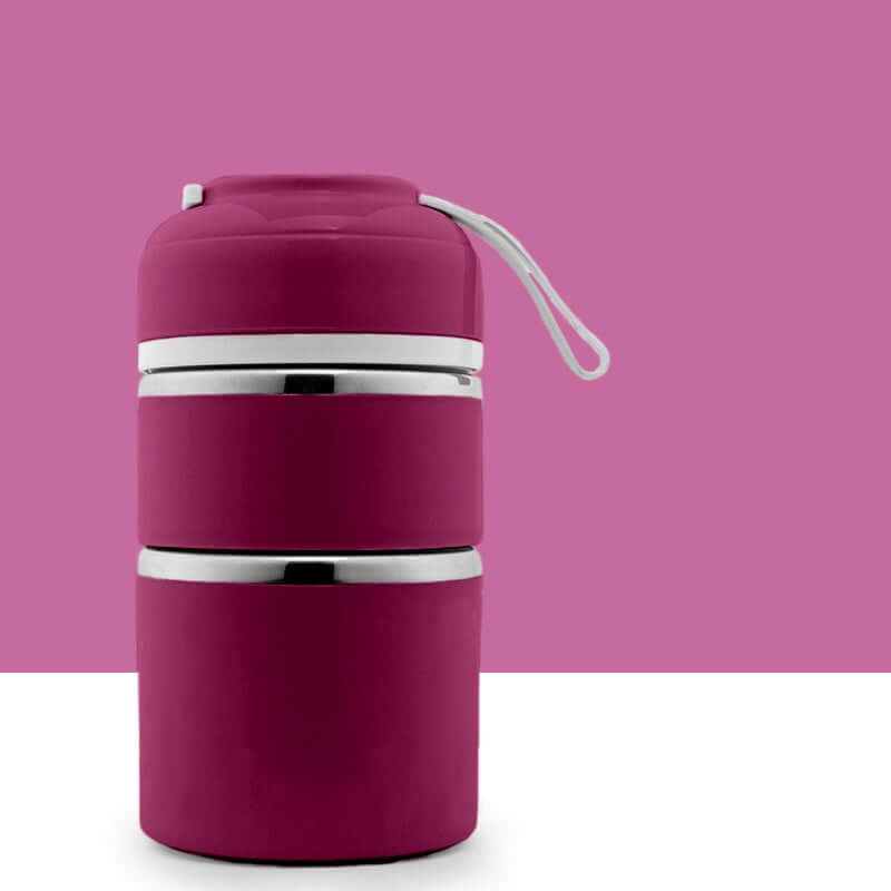 Purple Portable Stainless Steel Lunch Box side view