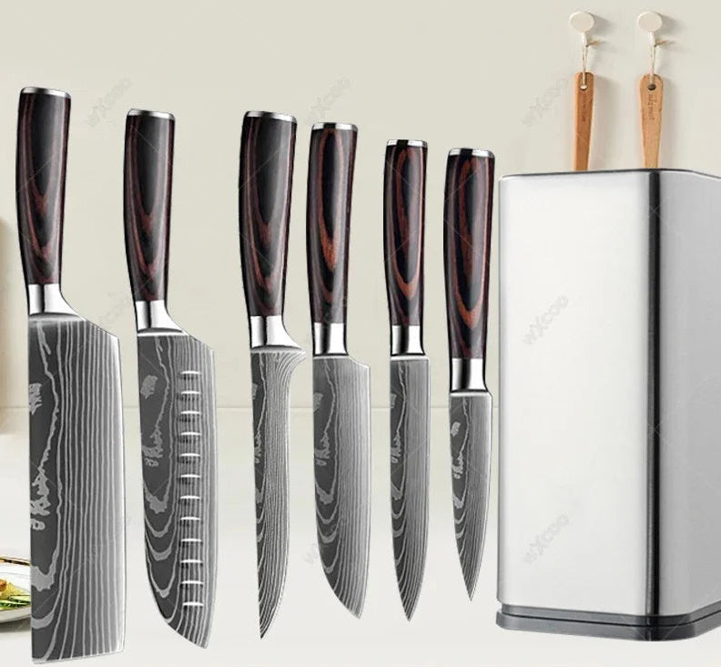 Damascus Laser Pattern Set Kitchen Knife