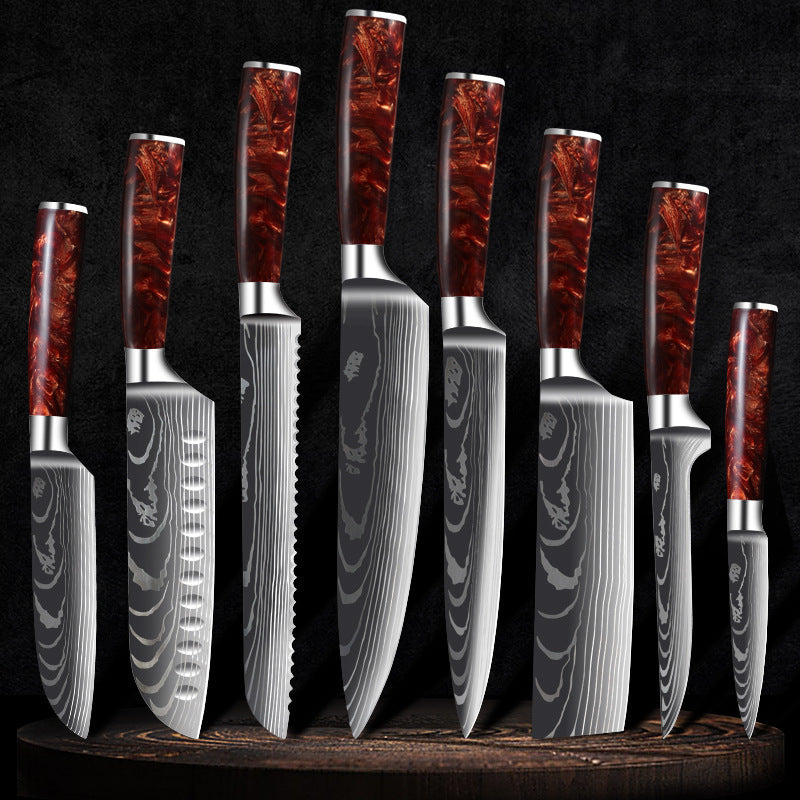 Damascus Laser Pattern Set Kitchen Knife