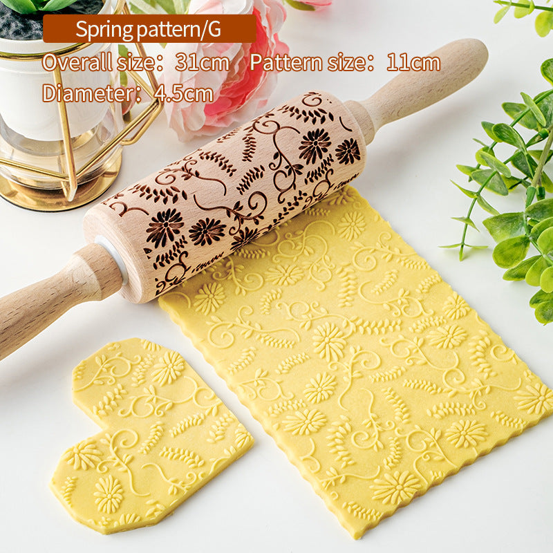 Home Printing Pattern Rolling Pin Kitchen Baking Tools