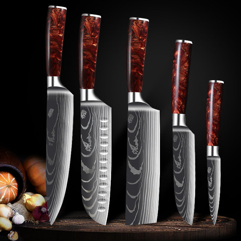 Damascus Laser Pattern Set Kitchen Knife