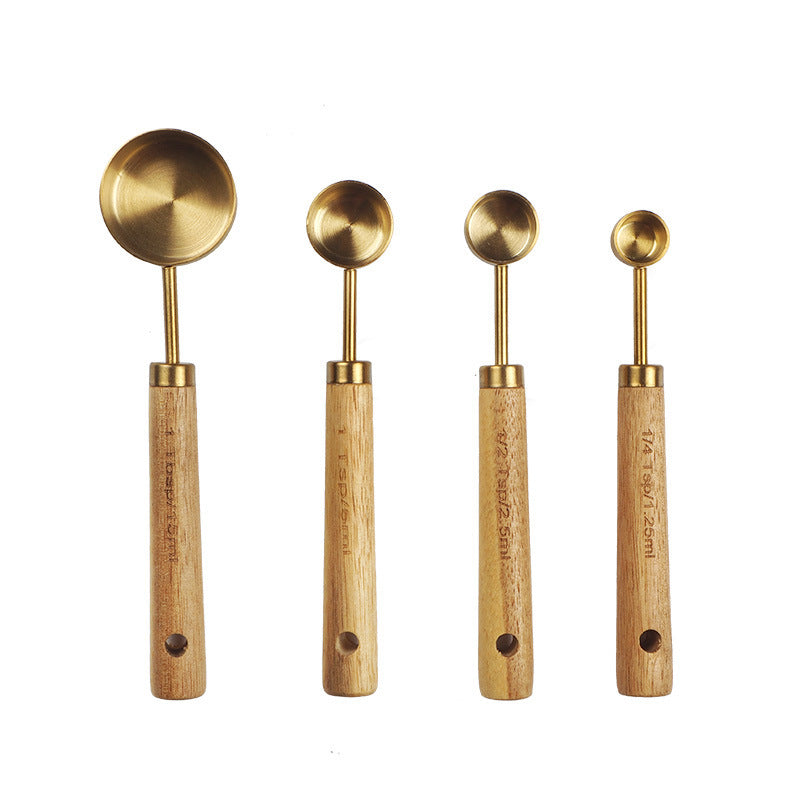 Acacia Wooden Handle Stainless Steel Measuring