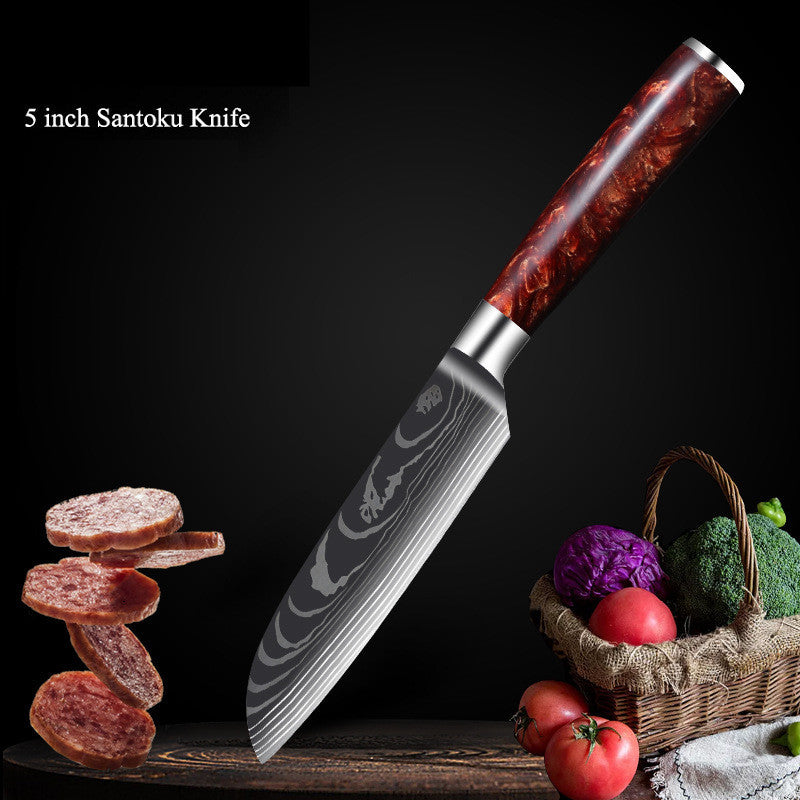 Damascus Laser Pattern Set Kitchen Knife