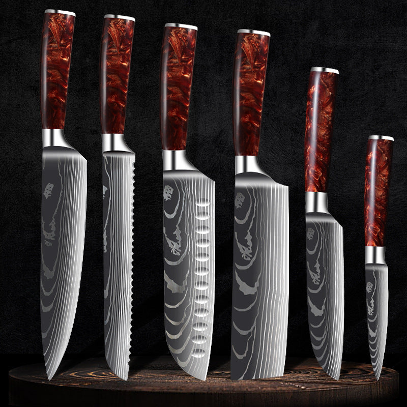 Damascus Laser Pattern Set Kitchen Knife