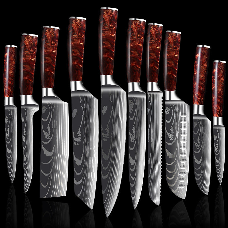 Damascus Laser Pattern Set Kitchen Knife