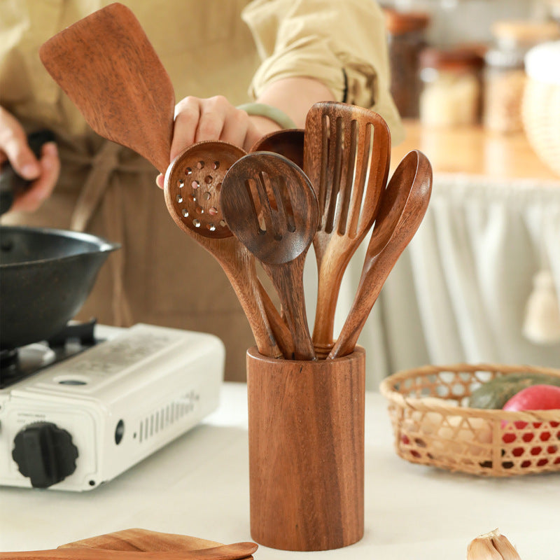 Lengthened Wood Spatula Non-stick Cooking Kitchenware Suit